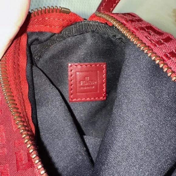SOLD Rare FENDI Zucchino Barrel Pochette Red - Picture 5 of 12